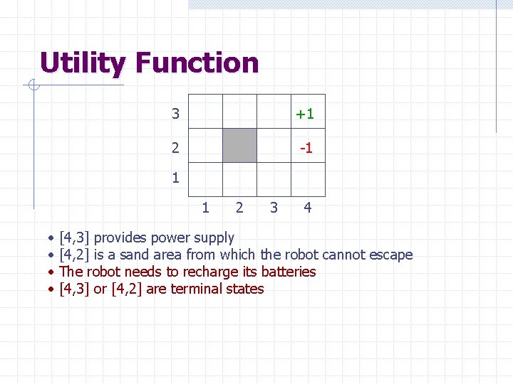 Utility Function 3 +1 2 -1 1 1 • • 2 3 4 [4,