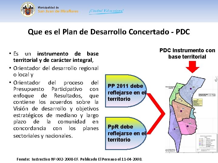 Municipalidad de Que es el Plan de Desarrollo Concertado - PDC • Es un
