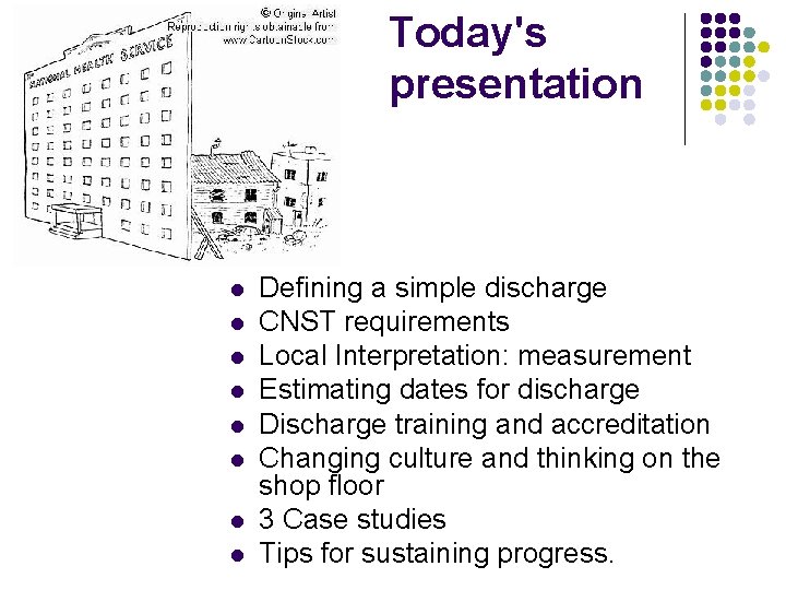 Today's presentation l l l l Defining a simple discharge CNST requirements Local Interpretation: