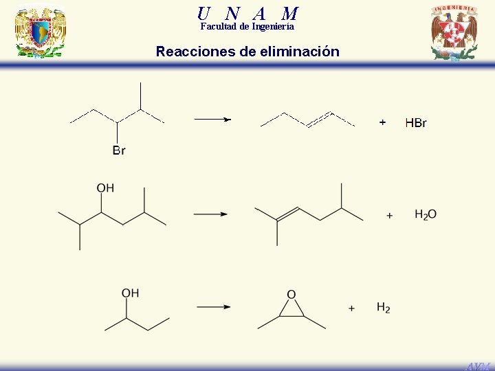 U N A M Facultad de Ingeniería Reacciones de eliminación AVM 