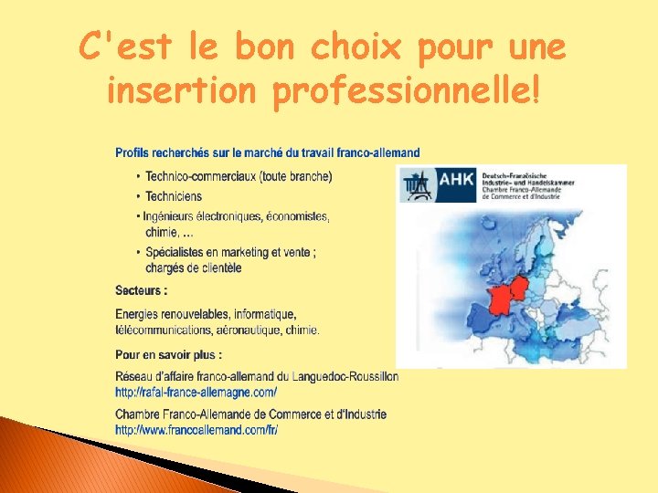 C'est le bon choix pour une insertion professionnelle! C'est le bon choix pour une insertion professionnelle!