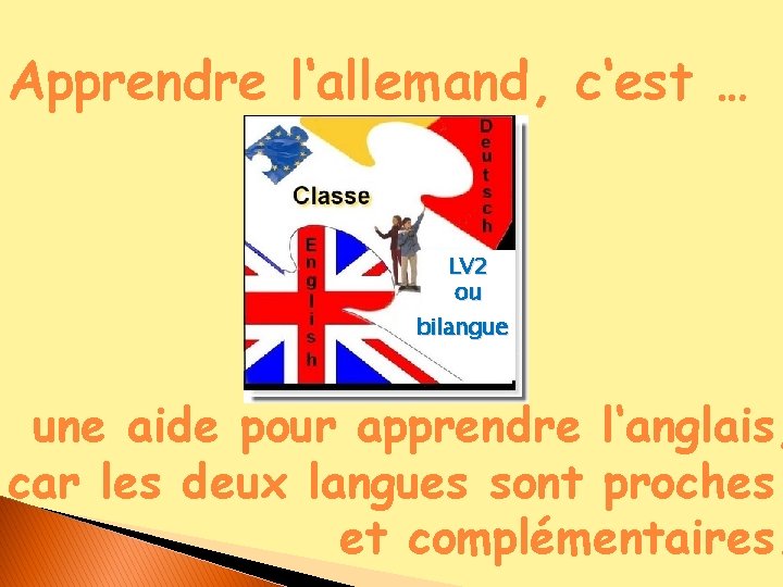 Apprendre l‘allemand, c‘est … LV 2 ou bilangue une aide pour apprendre l‘anglais, car