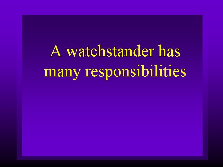 A watchstander has many responsibilities 