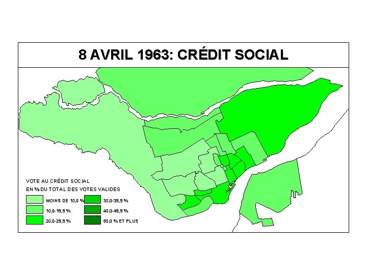 8 AVRIL 1963: CRÉDIT SOCIAL VOTE AU CRÉDIT SOCIAL EN % DU TOTAL DES
