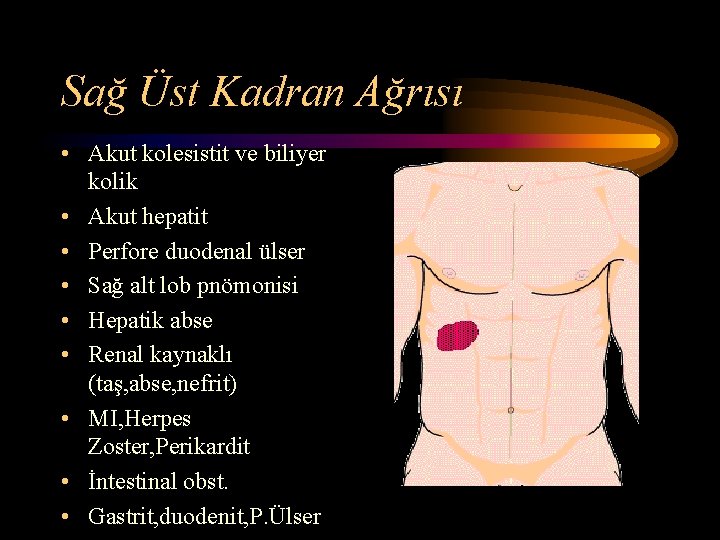 Sağ Üst Kadran Ağrısı • Akut kolesistit ve biliyer kolik • Akut hepatit • Sağ Üst Kadran Ağrısı • Akut kolesistit ve biliyer kolik • Akut hepatit •
