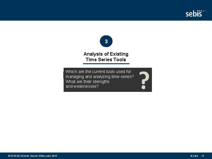 3 Analysis of Existing Time Series Tools Which are the current tools used for