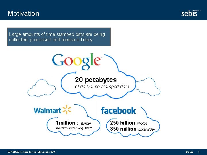Motivation Large amounts of time-stamped data are being collected, processed and measured daily. 20