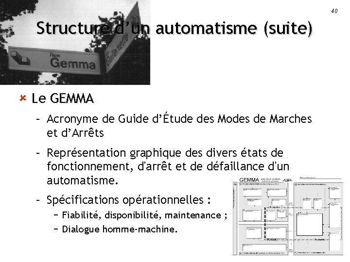 40 Structure d’un automatisme (suite) û Le GEMMA – Acronyme de Guide d’Étude des