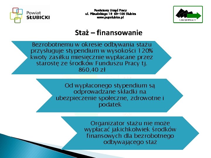 Powiatowy Urząd Pracy ul. Piłsudskiego 19 69 -100 Słubice www. pupslubice. pl Staż –