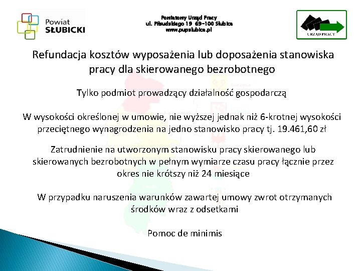 Powiatowy Urząd Pracy ul. Piłsudskiego 19 69 -100 Słubice www. pupslubice. pl Refundacja kosztów