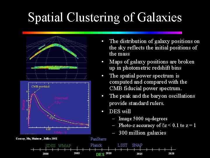 Spatial Clustering of Galaxies • The distribution of galaxy positions on the sky reflects