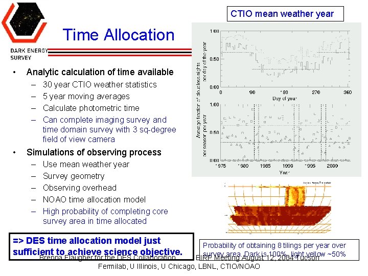 CTIO mean weather year Time Allocation • Analytic calculation of time available – –