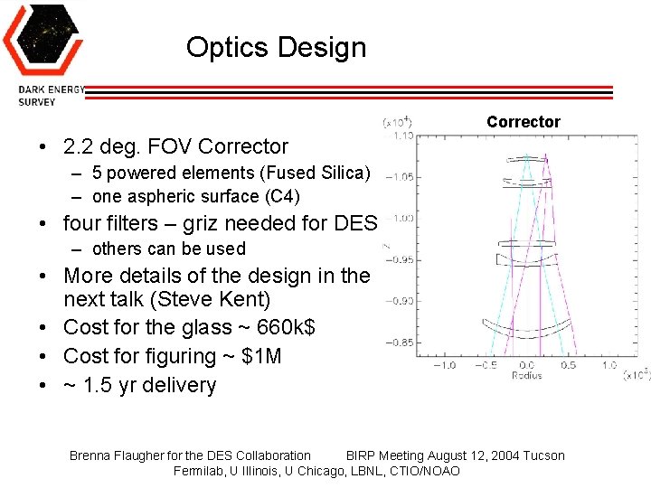 Optics Design Corrector • 2. 2 deg. FOV Corrector – 5 powered elements (Fused