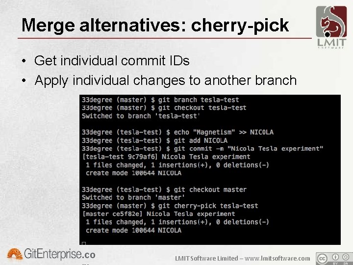 Merge alternatives: cherry-pick • Get individual commit IDs • Apply individual changes to another