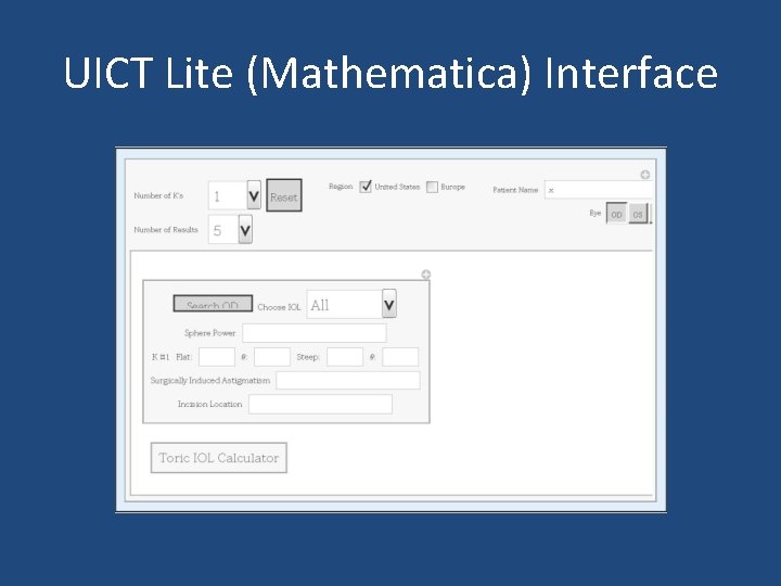 UICT Lite (Mathematica) Interface UICT Lite (Mathematica) Interface