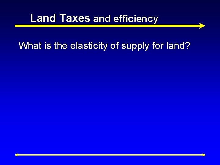 Land Taxes and efficiency What is the elasticity of supply for land? 