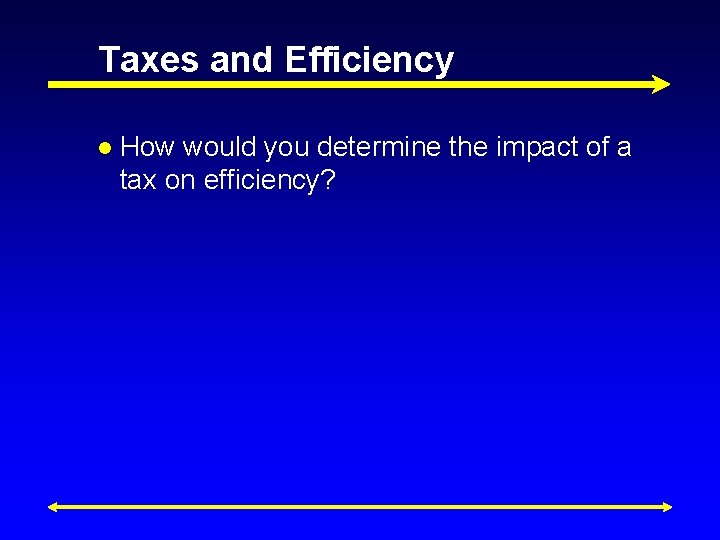 Taxes and Efficiency l How would you determine the impact of a tax on