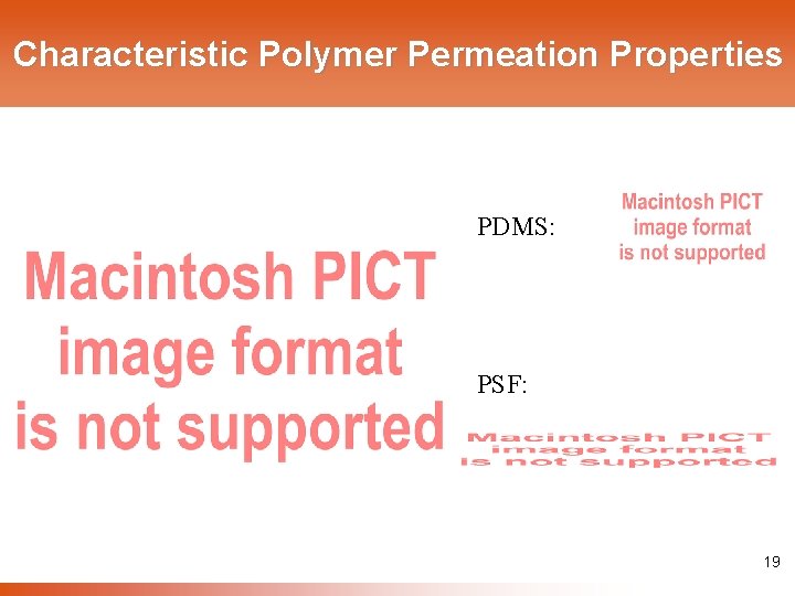 Characteristic Polymer Permeation Properties PDMS: PSF: 19 