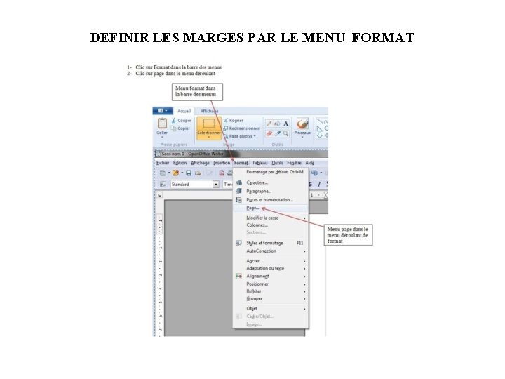 DEFINIR LES MARGES PAR LE MENU FORMAT 
