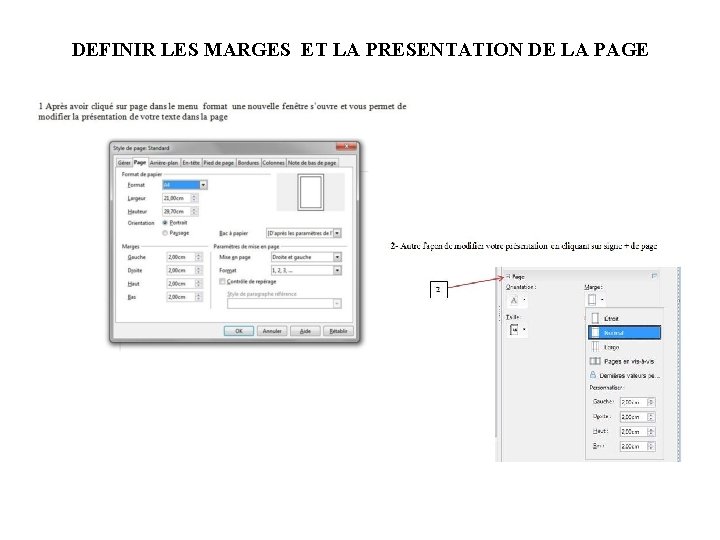 DEFINIR LES MARGES ET LA PRESENTATION DE LA PAGE 