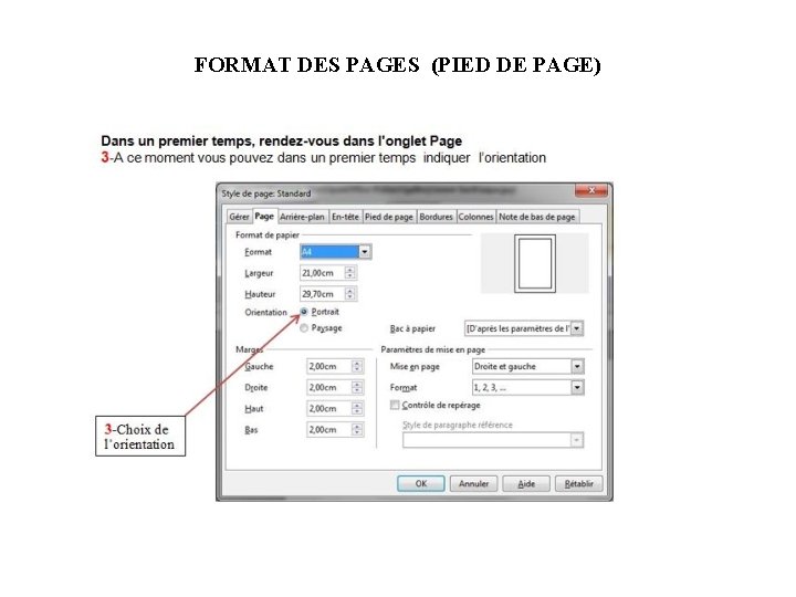 FORMAT DES PAGES (PIED DE PAGE) 