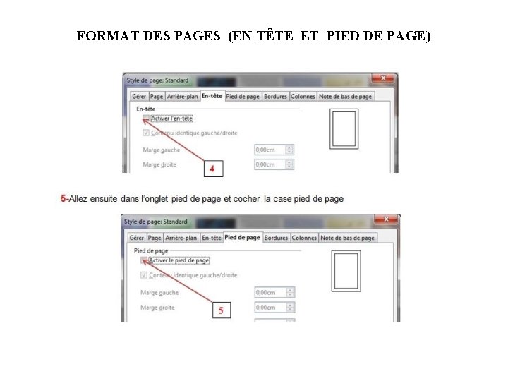 FORMAT DES PAGES (EN TÊTE ET PIED DE PAGE) 