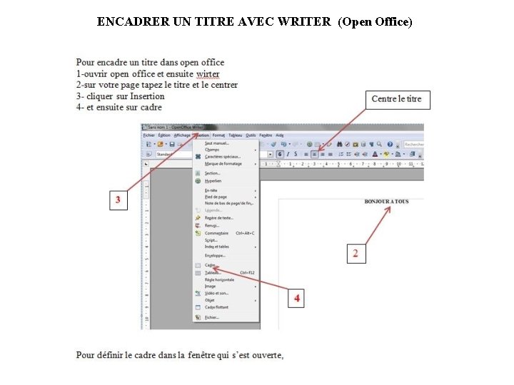 ENCADRER UN TITRE AVEC WRITER (Open Office) 