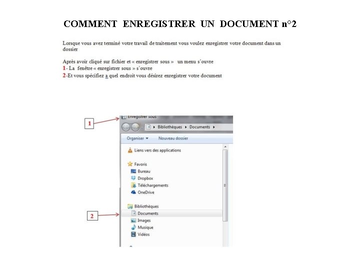COMMENT ENREGISTRER UN DOCUMENT n° 2 