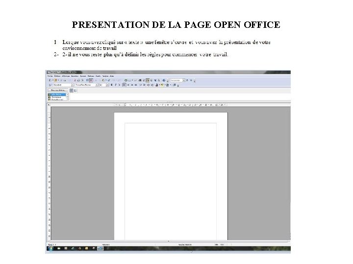PRESENTATION DE LA PAGE OPEN OFFICE 