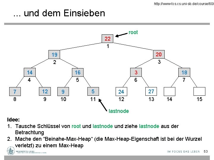 http: //www-tcs. uni-sb. de/course/60/ . . . und dem Einsieben root 22 1 20