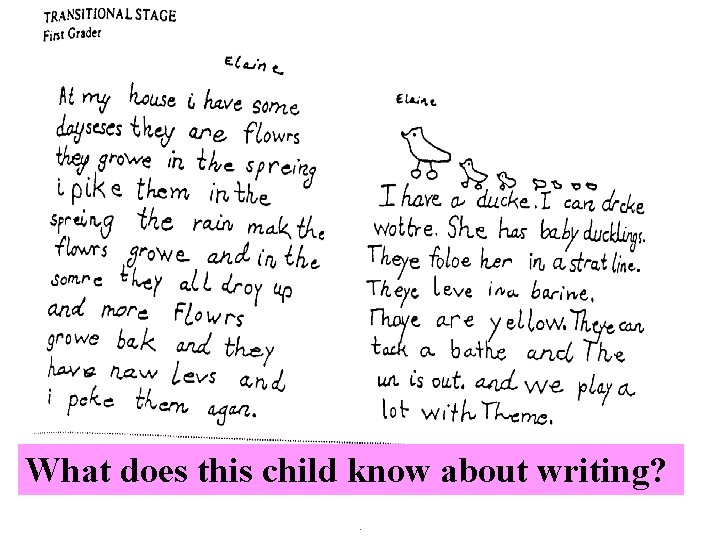 What does this child know about writing? 