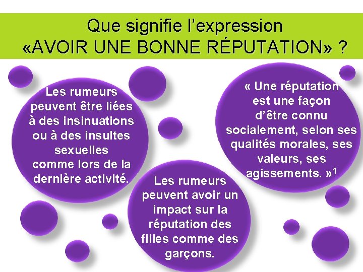 Que signifie l’expression «AVOIR UNE BONNE RÉPUTATION» ? Les rumeurs peuvent être liées à