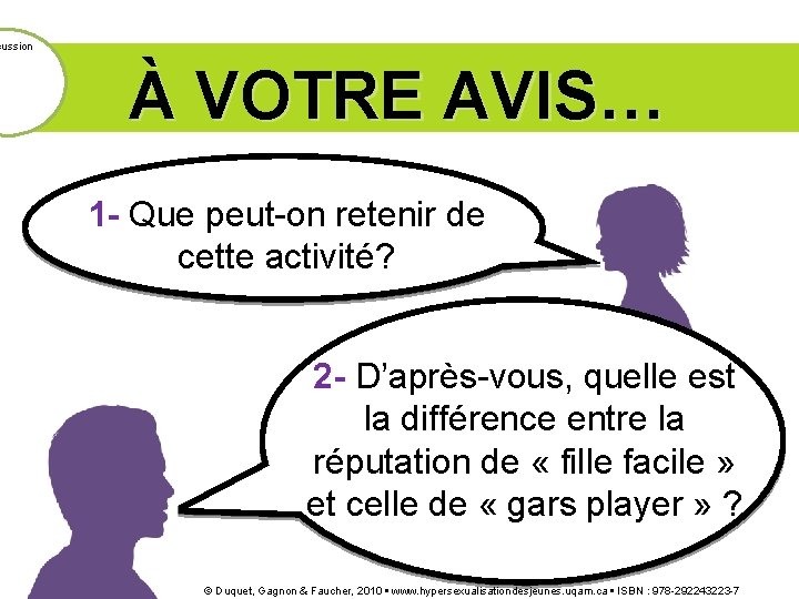 cussion À VOTRE AVIS… 1 - Que peut-on retenir de 1 cette activité? 2