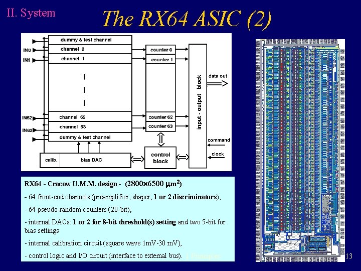II. System The RX 64 ASIC (2) RX 64 - Cracow U. M. M. II. System The RX 64 ASIC (2) RX 64 - Cracow U. M. M.