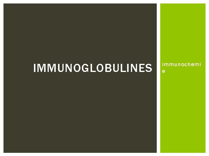 IMMUNOGLOBULINES immunochemi e 