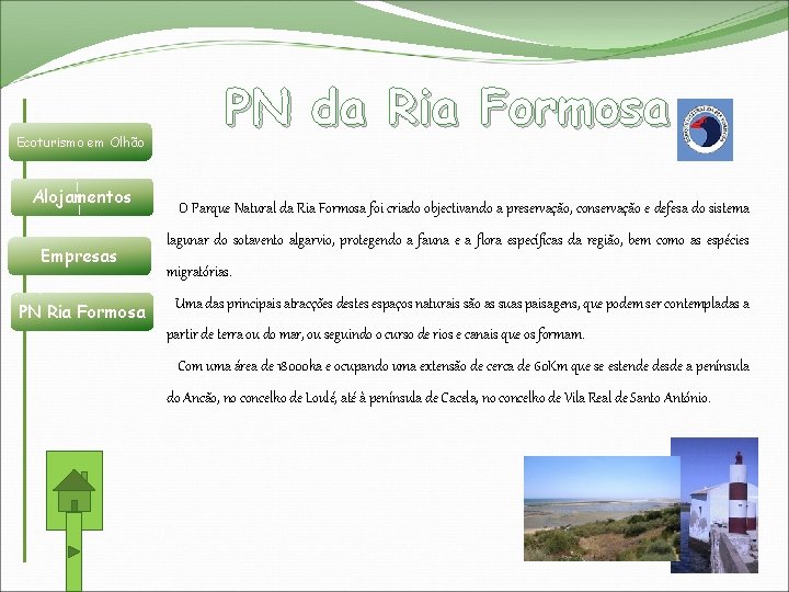 Ecoturismo em Olhão Alojamentos Empresas PN Ria Formosa PN da Ria Formosa O Parque