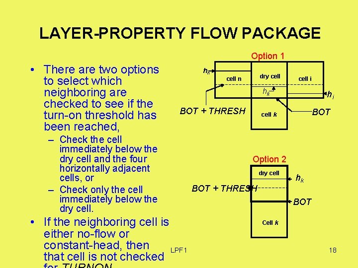 LAYER-PROPERTY FLOW PACKAGE Option 1 • There are two options to select which neighboring