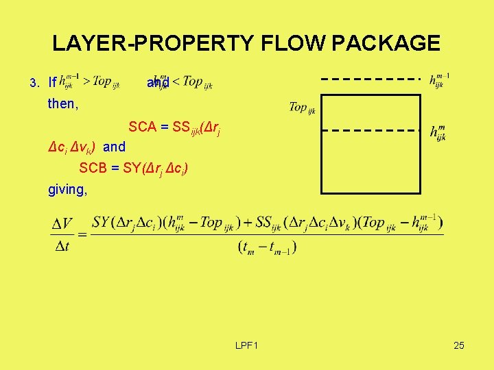 LAYER-PROPERTY FLOW PACKAGE 3. If and then, SCA = SSijk(Δrj Δci Δvk) and SCB