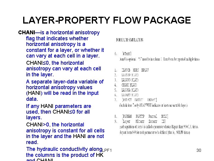 LAYER-PROPERTY FLOW PACKAGE CHANI—is a horizontal anisotropy flag that indicates whether horizontal anisotropy is