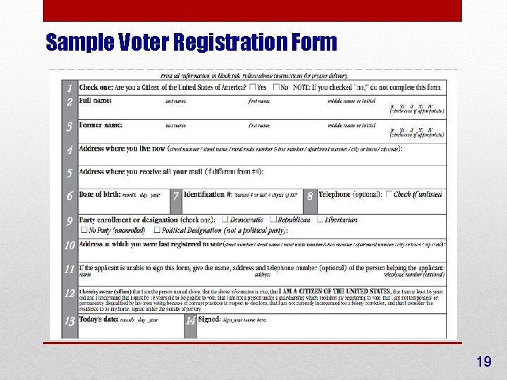 Sample Voter Registration Form 19 