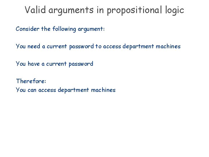 Valid arguments in propositional logic Consider the following argument: You need a current password