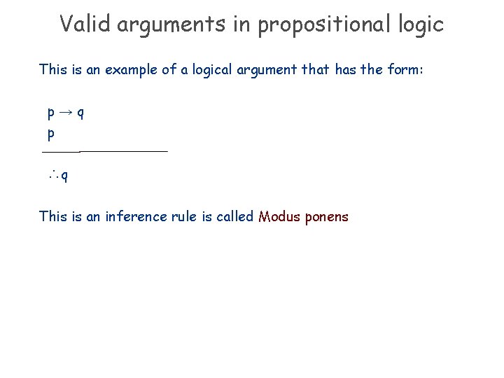 Valid arguments in propositional logic This is an example of a logical argument that