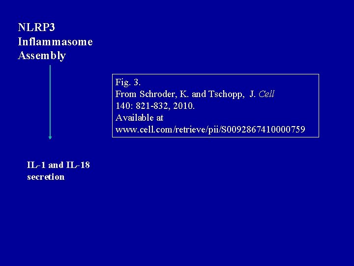 NLRP 3 Inflammasome Assembly Fig. 3. From Schroder, K. and Tschopp, J. Cell 140: