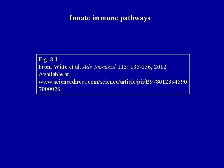 Innate immune pathways Fig. 8. 1. From Witte et al. Adv Immunol 113: 135