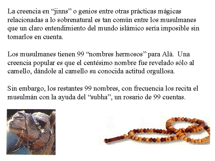 La creencia en “jinns” o genios entre otras prácticas mágicas relacionadas a lo sobrenatural