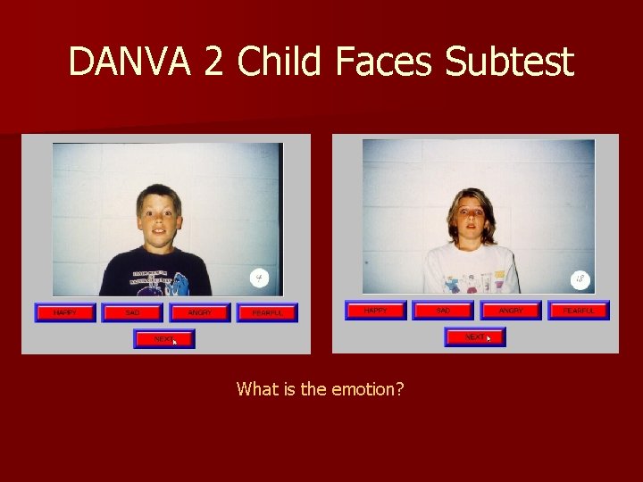 DANVA 2 Child Faces Subtest What is the emotion? 
