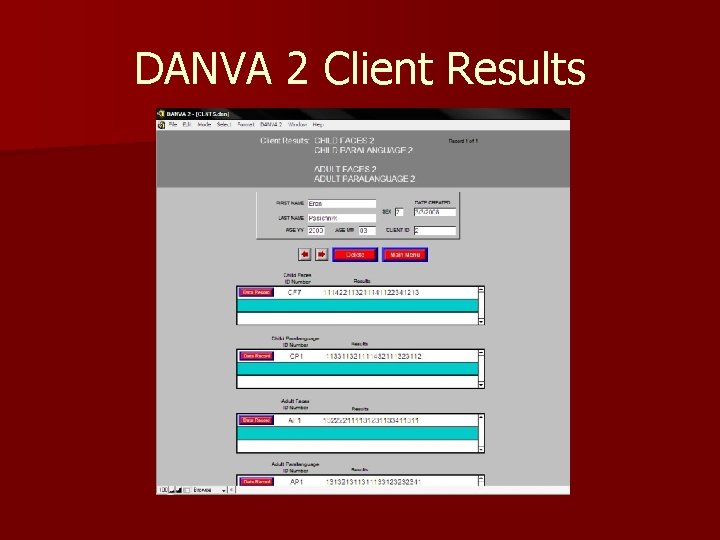 DANVA 2 Client Results 