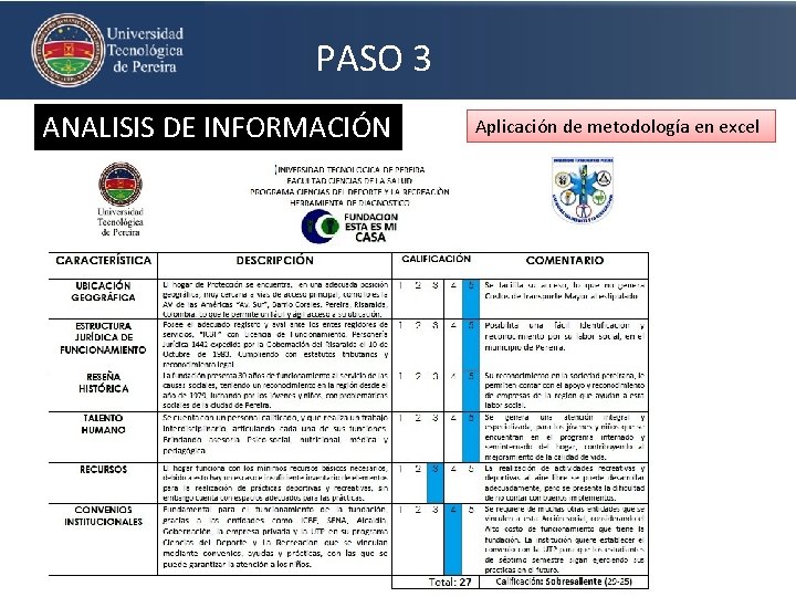 PASO 3 ANALISIS DE INFORMACIÓN Aplicación de metodología en excel 