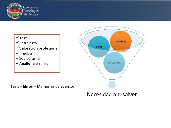 üTest üEntrevista üValoración profesional üPrueba üSociograma üAnálisis de casos Nombres Edad Necesidades Tesis –