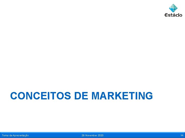 CONCEITOS DE MARKETING Tema da Apresentação 29 November 2020 14 